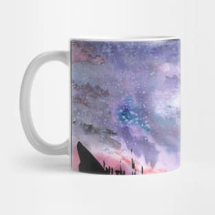 Watercolour supernova landscape - astronomy inspired fine art Mug